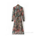 Women's Long Sleeve Chiffon Print Dress